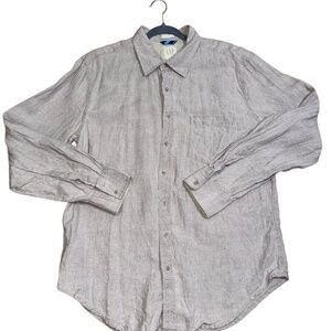 GAP Mens X- Large Light Beige Heathered Linen Button Up Pocket Shirt
